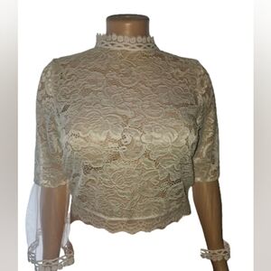 NWT Love University White lace Zip-up Top, Blouse, 1XL